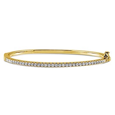 BERRICLE Yellow Gold Flashed Sterling Silver Bangle Bracelet Made with Swarovski Zirconia