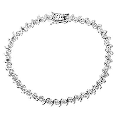 JewelExclusive Sterling Silver 1/4cttw Natural Round-Cut Diamond (J-K Color, I2-I3 Clarity) Bracelet,7