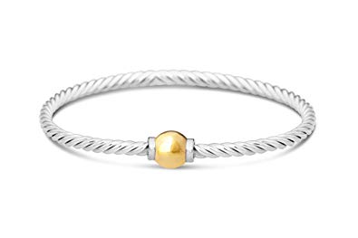 Beach Ball Twist Bracelet From Cape Cod two-Tone 14k solid ball gold and 925 sterling silver bangle
