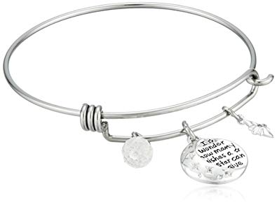 Disney Stainless Steel Catch Bangle with Silver Plated Moon Charm 