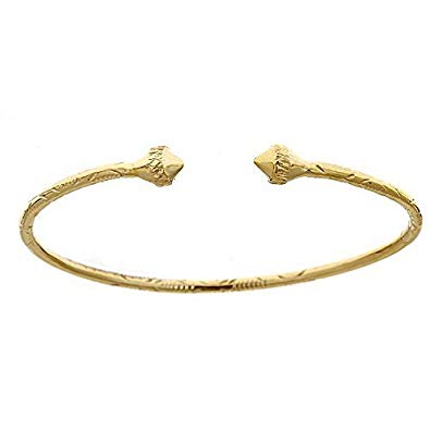 10K Yellow Gold West Indian Bangle w. Pointy Ends (MADE IN USA)