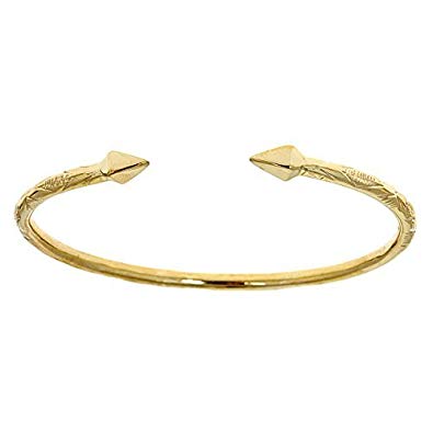 14K Yellow Gold West Indian Bangle w. Pyramid Ends (MADE IN USA)