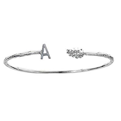 Personalized Letter + Grape End West Indian Bangle .925 Sterling Silver 12.7 Grams(MADE IN USA)