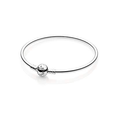 PANDORA Sterling Silver Bangle with Bead Clasp 590713-19, 7.5