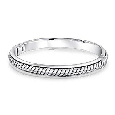 925 Silver Twisted Cable Rope Stackable Bangle Bracelet
