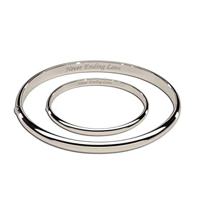Sterling Silver Mom and Me Bangle Set with 