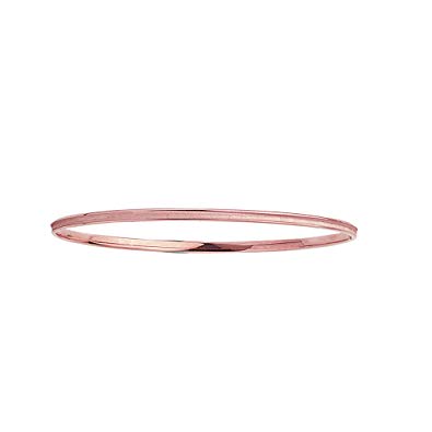 14K Solid Pink Rose Gold Tubular Stackable Bangle Bracelet 8 Inches