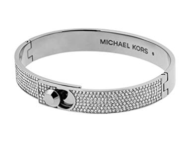 Michael Kors Silver Pave Lock Bangle Bracelet MKJ4909 MKJ4909040