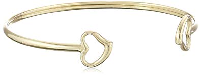 14k Yellow Gold Open Double Heart Bangle Bracelet, 7.5