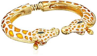 Kenneth Jay Lane White and Tan Enamel Giraffe Bracelet
