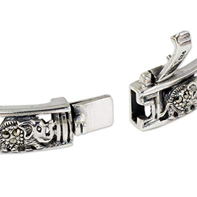 NOVICA Marcasite .925 Sterling Silver Bangle Bracelet, 7.75