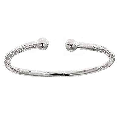 Ball .925 Sterling Silver West Indian Bangle (MADE IN USA)