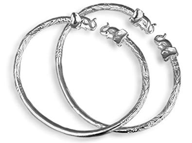 Elephant .925 Sterling Silver West Indian Bangles (Pair) (MADE IN USA)