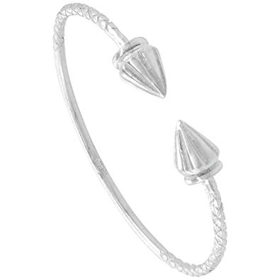 Sterling Silver West Indies Bangle Braclet Ridged Cone Ladies Size, 7.5 inch
