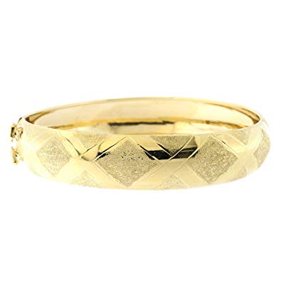 10k Yellow Gold 12mm Wide Textured and Polished