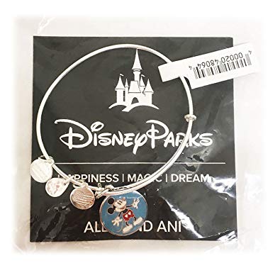 Disney Parks Alex and Ani Mickey Mouse Heart Shorts Bangle Bracelet (Silver)