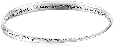 Sterling Silver Lord's Prayer Bangle Bracelet, 8.75