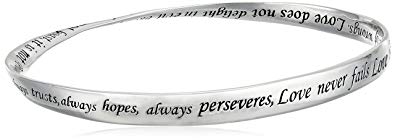 Sterling Silver Love Is Patient, Love Is Kind Twisted Bangle Bracelet