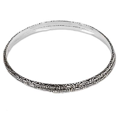 NOVICA .925 Sterling Silver Bangle Bracelets (pair) 'Indonesian Moon'