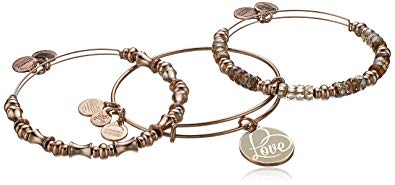 Alex and Ani Valentine's Day Collection Love Set of 3 Sterling Silver Bangle Bracelets
