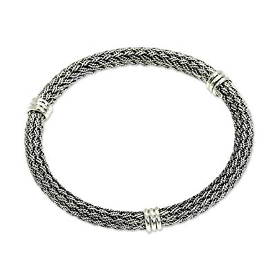NOVICA .925 Sterling Silver Bangle Bracelet, 8