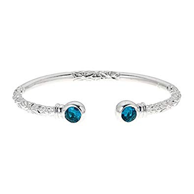 Personalized Birthstone Solid .925 Sterling Thick West Indian Bangles