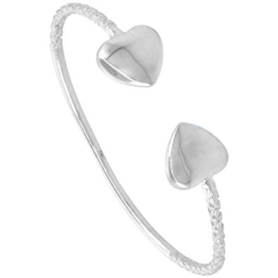 Sterling Silver West Indies Bangle Braclet Puffy Heart Todler Size, 5.5 inch