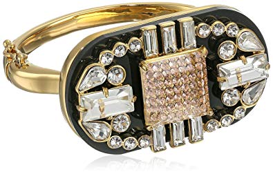Kate Spade New York Imperial Tile Gold-Tone-Plated and Glass Hinge Bangle Bracelet